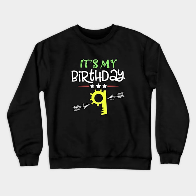 9 years SHIRT it is my 9th birthday boy & Girl Gift Bday Crewneck Sweatshirt by ELFEINHALB